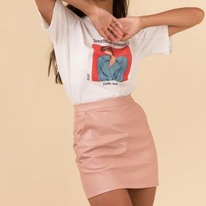 Pink Leather Look Skirt
